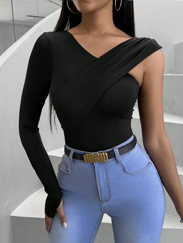 SHEIN Slayr Camiseta De Señora Entallada Con Cuello En V - Imagen 7