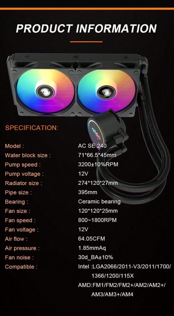 Aigo Acse240 Refrigerador De Agua Para Cpu - Imagen 21