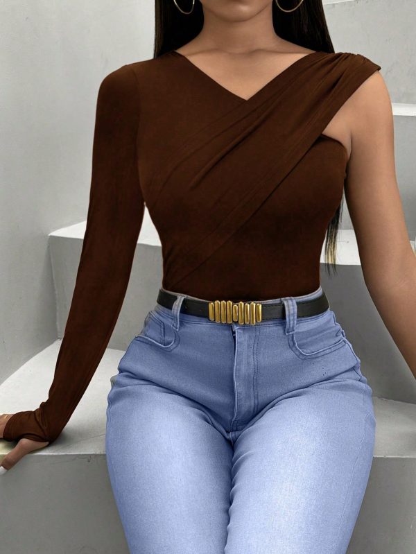 SHEIN Slayr Camiseta De Señora Entallada Con Cuello En V - Imagen 9