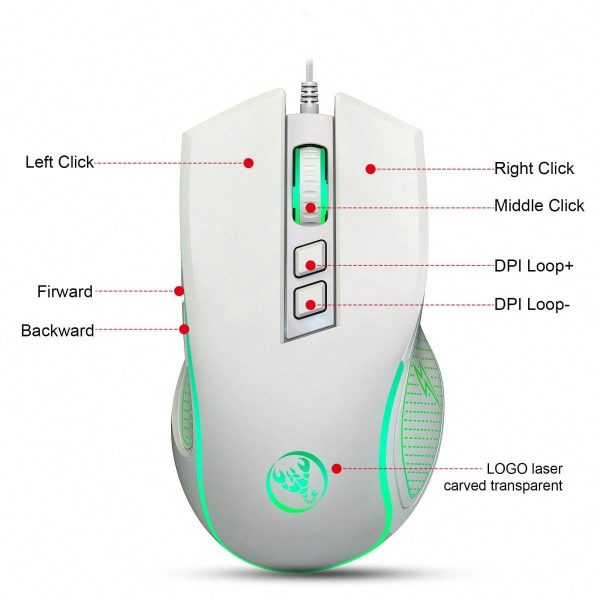HXSJ Ratón USB con cable con retroiluminación de colores - Imagen 11