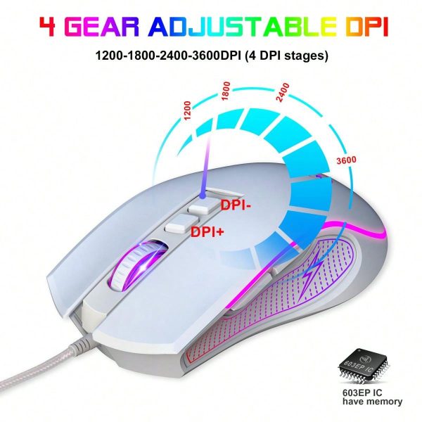 HXSJ Ratón USB con cable con retroiluminación de colores - Imagen 12