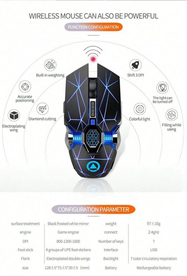 Ratón ergonómico de juegos con iluminación LED RGB - Imagen 15