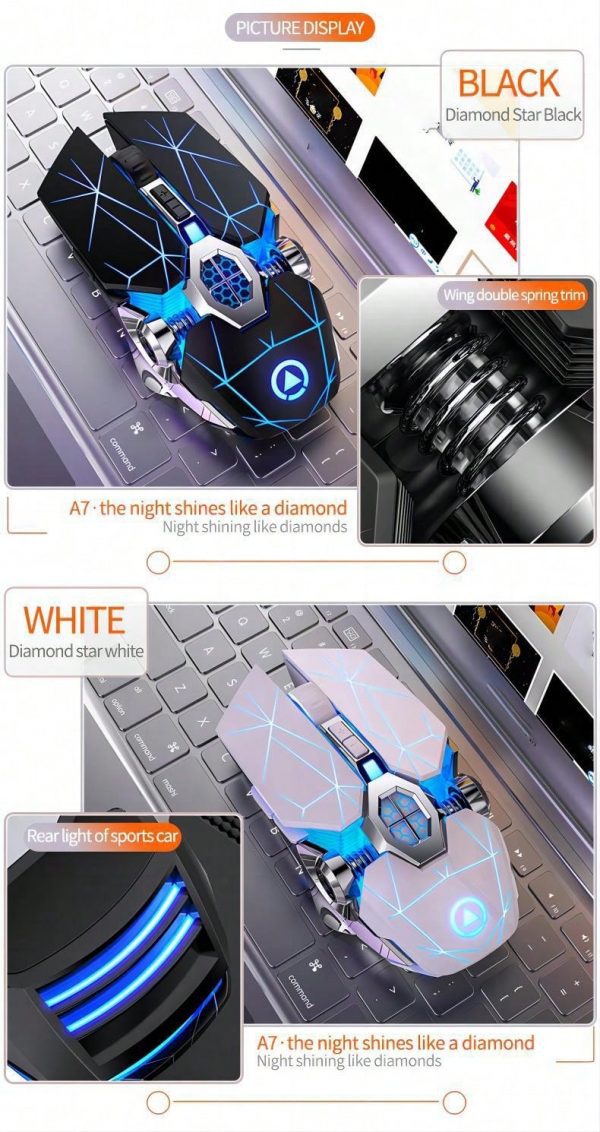 Ratón ergonómico de juegos con iluminación LED RGB - Imagen 16