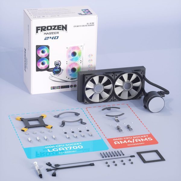 Enfriador líquido de CPU 240 ARGB AIO con radiador de 9.449 in - Imagen 6