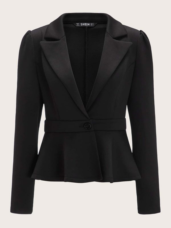 SHEIN Clasi Blazer peplum con botón de cuello V - Imagen 5