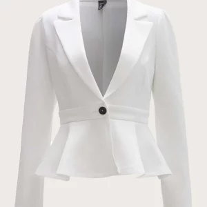SHEIN Clasi Blazer peplum con botón de cuello V