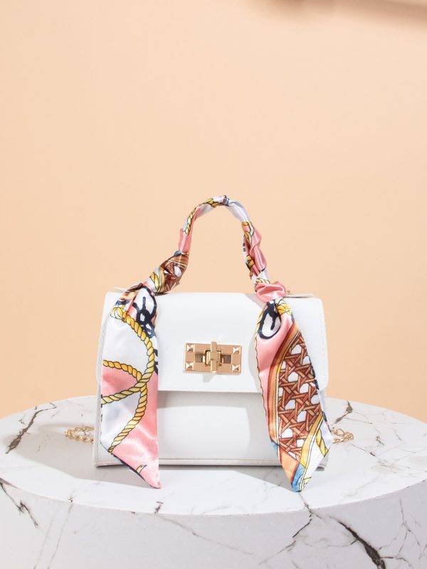 Bolso grande sin decoración con adornos de pañuelo de seda - Imagen 7