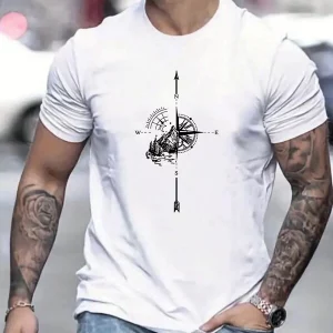 Manfinity Dauomo Camiseta De Hombre De Mangas Cortas Con Estampado