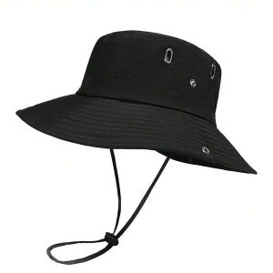 1 pieza sombrero de pesca negro unisex con protección contra el sol