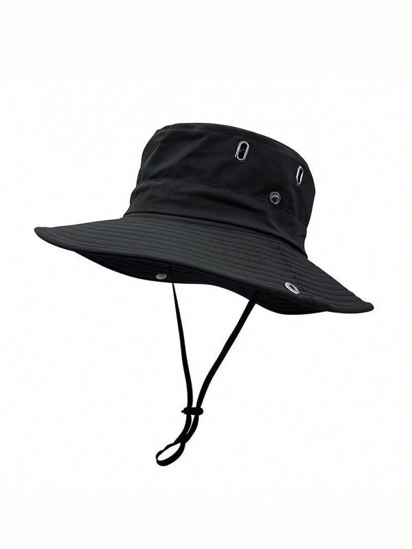 1 pieza sombrero de pesca negro unisex con protección contra el sol - Imagen 12
