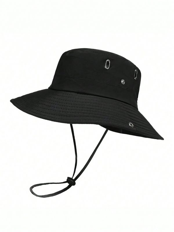 1 pieza sombrero de pesca negro unisex con protección contra el sol - Imagen 13