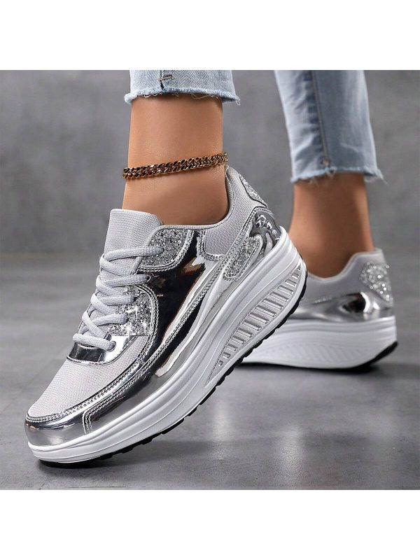 Gold/Silver Korean-Style Cushion Sneakers For Teenagers - Imagen 8