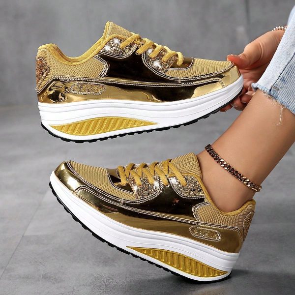 Gold/Silver Korean-Style Cushion Sneakers For Teenagers - Imagen 5