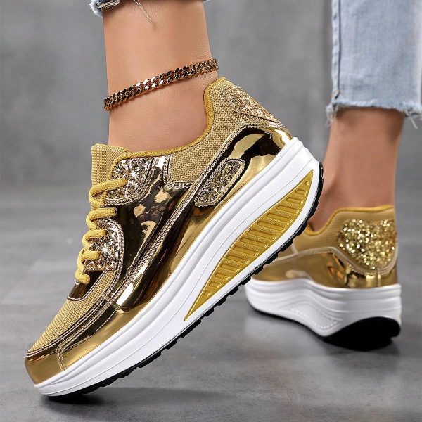 Gold/Silver Korean-Style Cushion Sneakers For Teenagers - Imagen 7