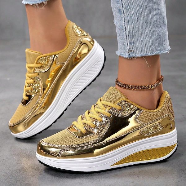 Gold/Silver Korean-Style Cushion Sneakers For Teenagers - Imagen 4
