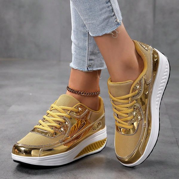 Gold/Silver Korean-Style Cushion Sneakers For Teenagers - Imagen 6