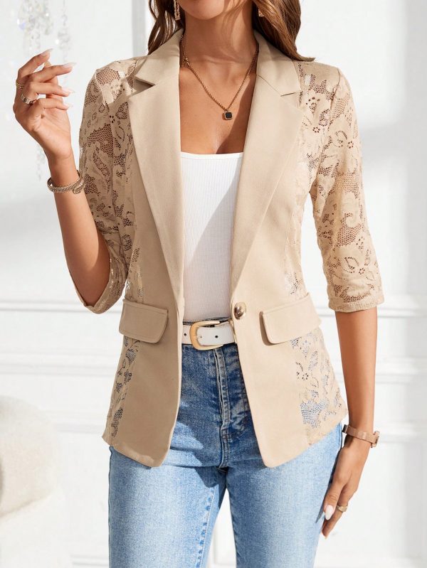 SHEIN Clasi Blazer con encaje en contraste - Imagen 8