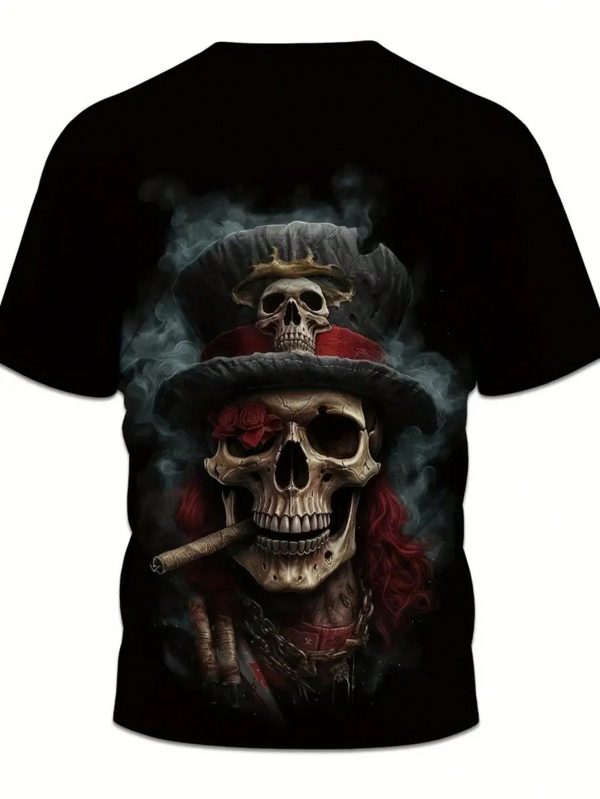 Camiseta gráfica con patrón de humo - Cuello redondo clásico - Imagen 5