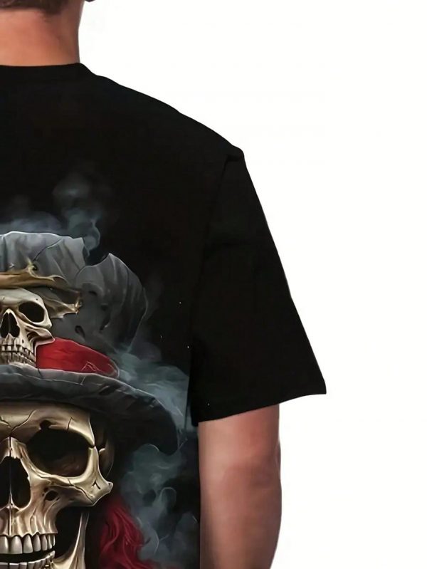 Camiseta gráfica con patrón de humo - Cuello redondo clásico - Imagen 7