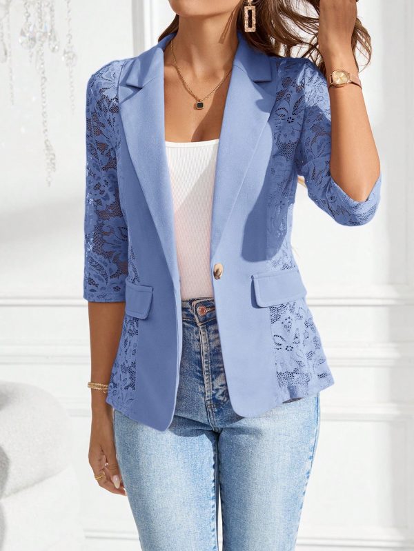 SHEIN Clasi Blazer con encaje en contraste - Imagen 10