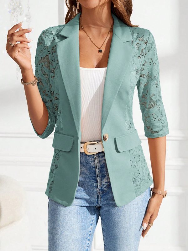 SHEIN Clasi Blazer con encaje en contraste - Imagen 14