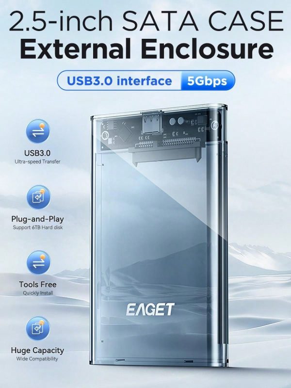 EAGET 2.5'' External Hard Drive Enclosure USB 3.0 To SATA III Hard Disk - Imagen 12
