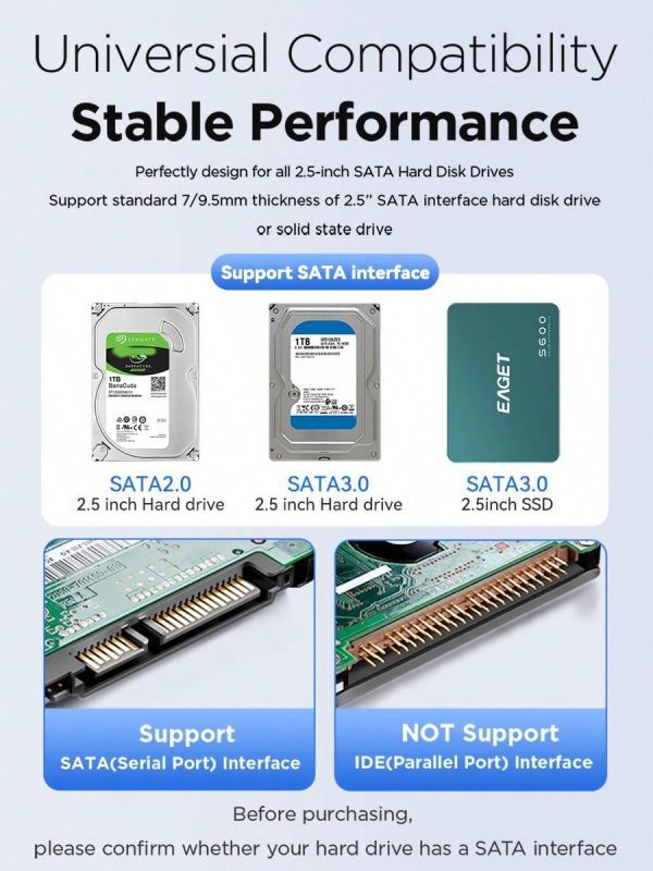EAGET 2.5'' External Hard Drive Enclosure USB 3.0 To SATA III Hard Disk - Imagen 18