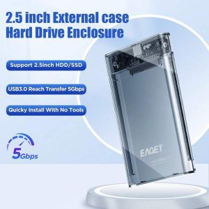 EAGET 2.5'' External Hard Drive Enclosure USB 3.0 To SATA III Hard Disk