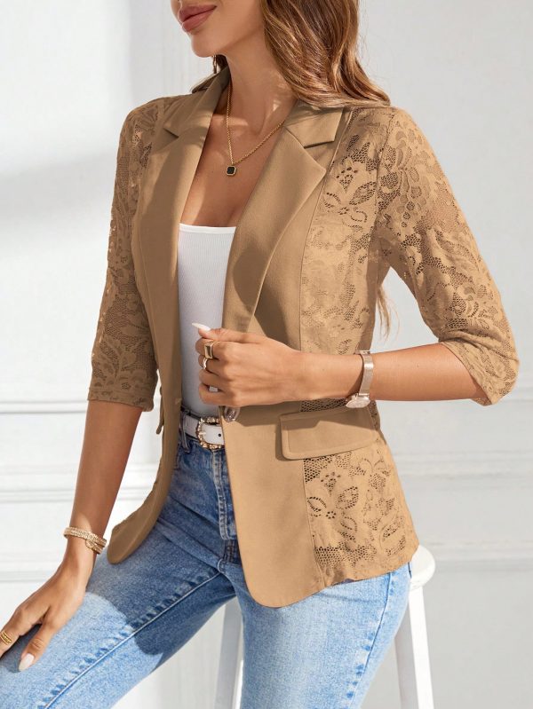 SHEIN Clasi Blazer con encaje en contraste - Imagen 15
