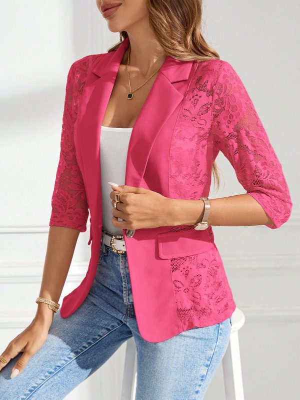 SHEIN Clasi Blazer con encaje en contraste - Imagen 16