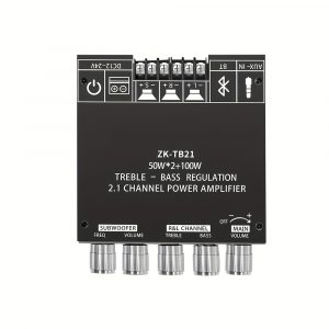 Placa amplificadora de graves de 2.1 canales ZK-TB21, 50 W + 50 W + 100 W HIFI, amplificador de potencia de subwoofer con control de graves y agudos