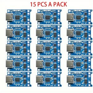 15 piezas de placa del cargador de batería de litio con protección 5V 1A TP4056 módulo de carga tipo C USB 18650
