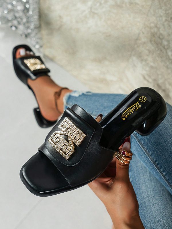 Fashionable Simple Small High-Heeled Women's Slippers - Imagen 13