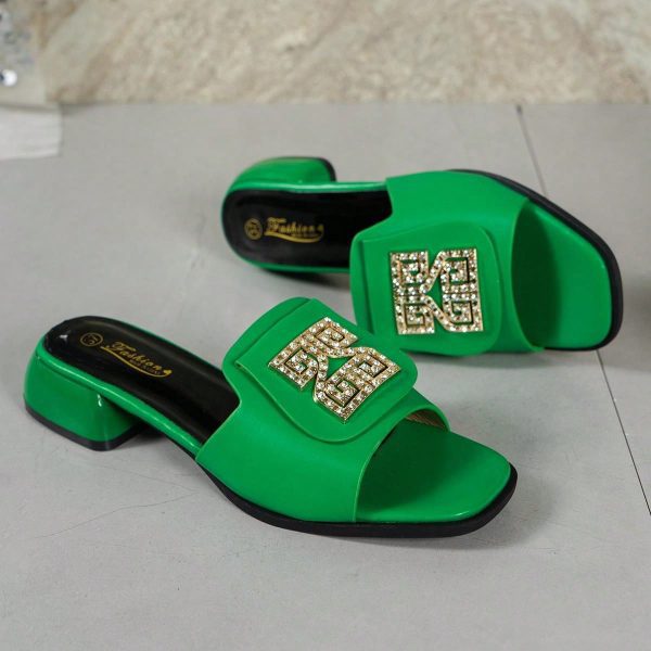 Fashionable Simple Small High-Heeled Women's Slippers - Imagen 7