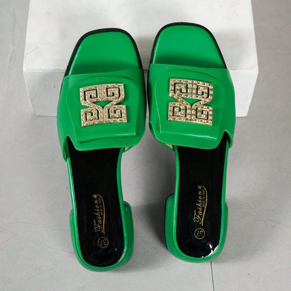 Fashionable Simple Small High-Heeled Women's Slippers - Imagen 8