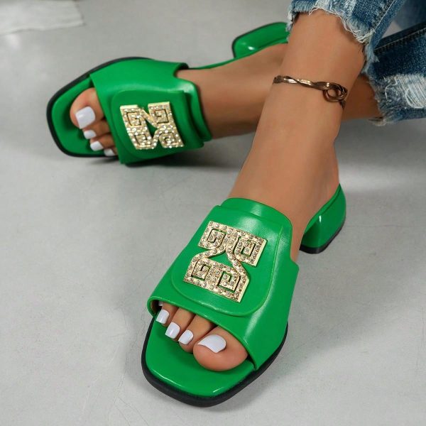 Fashionable Simple Small High-Heeled Women's Slippers - Imagen 9
