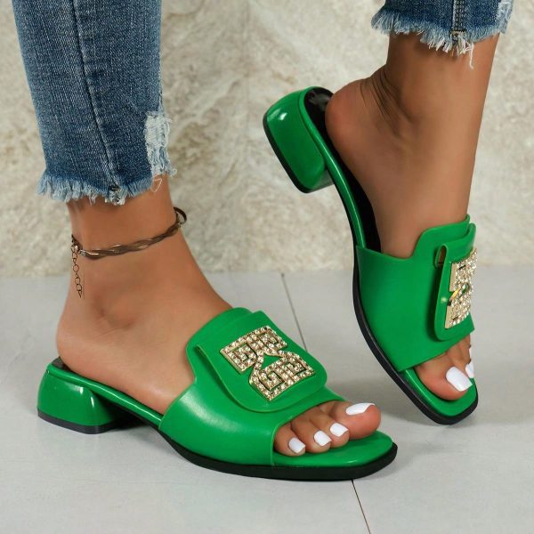 Fashionable Simple Small High-Heeled Women's Slippers - Imagen 11