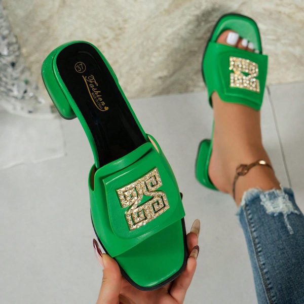 Fashionable Simple Small High-Heeled Women's Slippers - Imagen 10