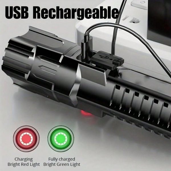 HngLngJoe 1 pieza Linterna LED recargable, alta luminosidad, zoom ajustable - Imagen 15