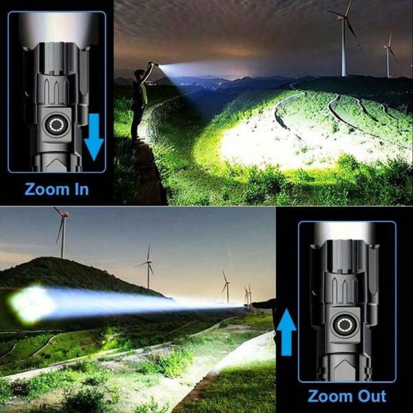 HngLngJoe 1 pieza Linterna LED recargable, alta luminosidad, zoom ajustable - Imagen 16