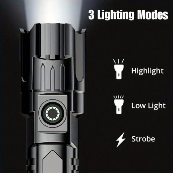 HngLngJoe 1 pieza Linterna LED recargable, alta luminosidad, zoom ajustable - Imagen 19