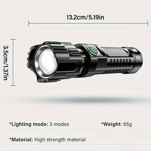 HngLngJoe 1 pieza Linterna LED recargable, alta luminosidad, zoom ajustable - Imagen 13