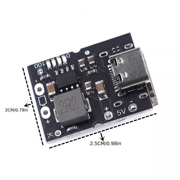 Convertidor de Potencia USB-C 5V 2A con Pantalla LED - Módulo de Carga de Paso Alto para Proyectos DIY, Fibra de Vidrio Negra - Imagen 2