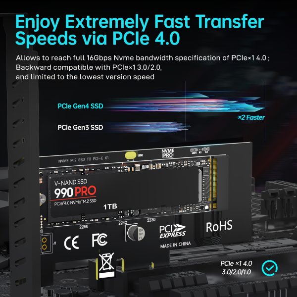 Adaptador de tarjeta JEYI M.2 NVME SSD a PCIe 4.0 X1 - Imagen 5