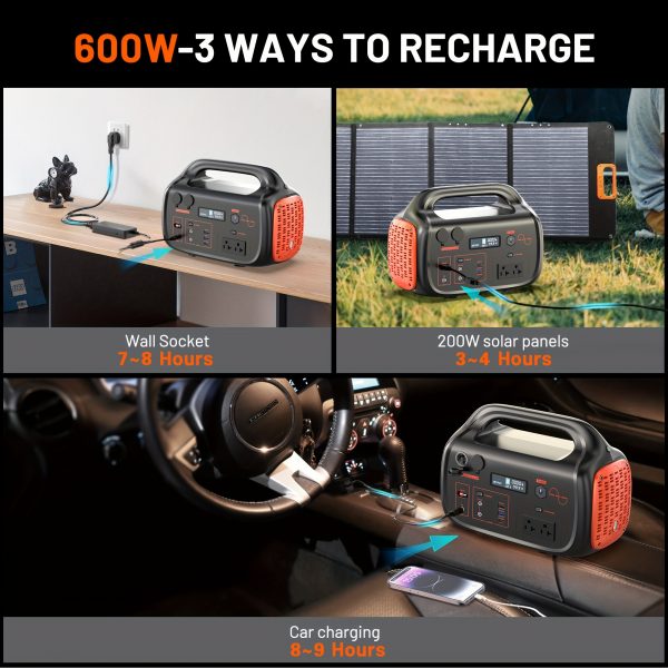 Generador solar de 647Wh 600W, estación de energía portátil con salida USB-C PD de 60W - Imagen 6