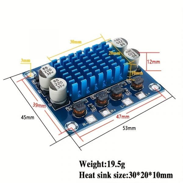 Placa Amplificadora De Potencia De Audio Estéreo Digital DC 8-26V 3A C6-001, TPA3110 XH-A232 30W + 30W 2,0 - Imagen 8