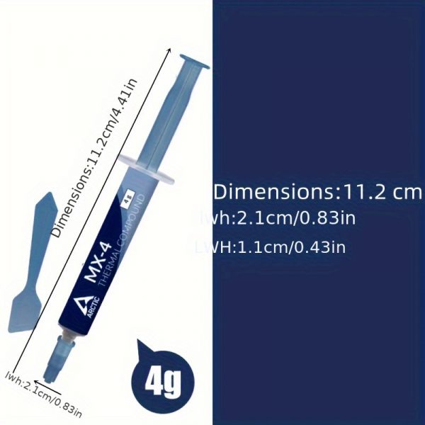 QIYN Arctic MX-4 Pasta Térmica, 4g - Grasa de Silicona de Alto Rendimiento para el Enfriamiento de CPU y Tarjetas Gráficas en Computadoras de Escritorio y Portátiles - Imagen 2