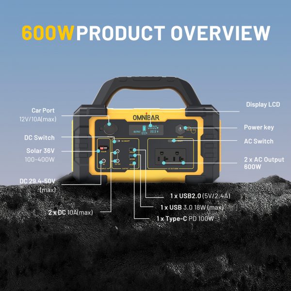 Estación de energía portátil de 647 Wh - Estación de carga con carga rápida de 600 W - Imagen 2