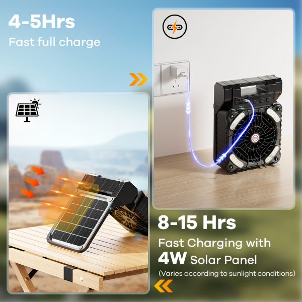 Ventilador Solar Recargable de 10400mAh para Camping - Imagen 6
