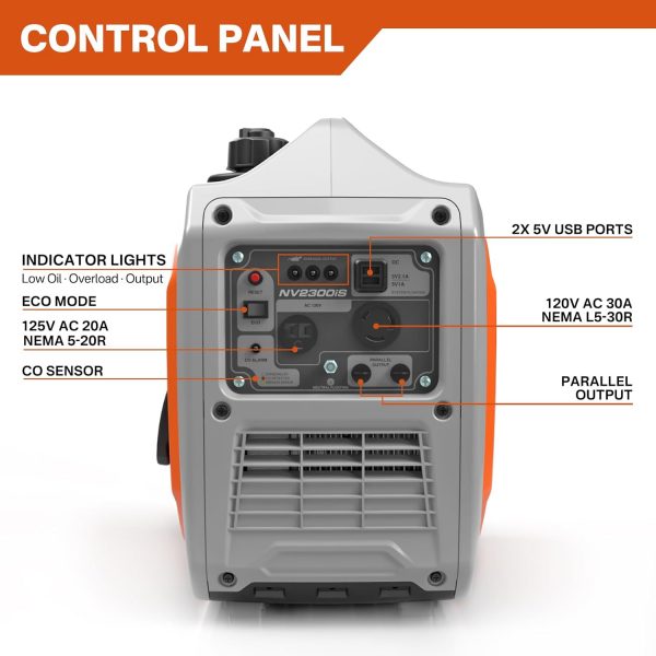 NOVUS Generador inversor portátil súper silencioso de 2300 vatios para uso doméstico - Imagen 5